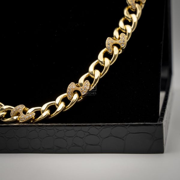 Cadena de Oro Amarillo con " Circonitas " 78gr 18k Semihueca 60cm ( Largo ) 10mm ( Ancho ) - Imagen 3