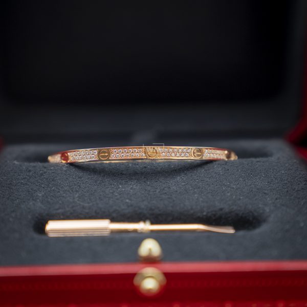 Pulsera Cartier Love Full pave Original Talla 16 Oro rosa - Imagen 6