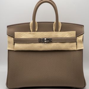 Bolso Hermes Birkin 25 Togo Etoupe Palladium Hardware Nuevo a estrenar 10/2025