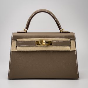 Bolso Hermes Kelly 20 Epsom Etoupe Palladium Hardware Nuevo a Estrenar 2025